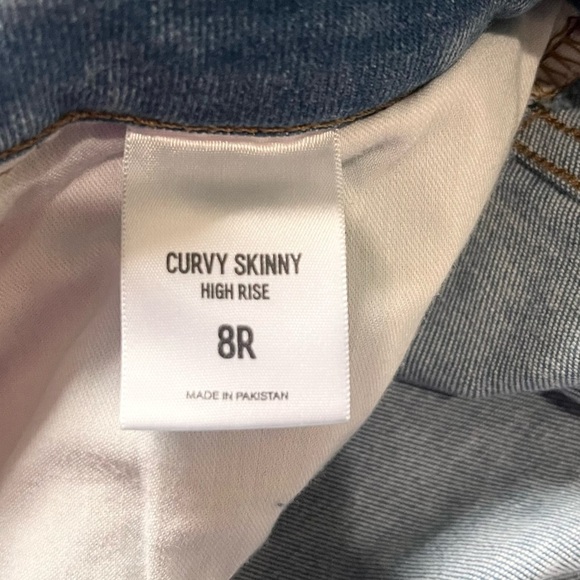 EXPRESS- Curvy Skinny High Rise Women's Blue Distressed Jeans Size 8R - Picture 4 of 7